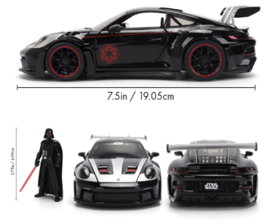 Метален автомобил Porsche 911 Star Wars Darth Vader 1:24 Jada 77314