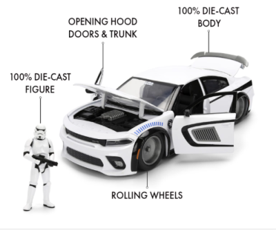Метален автомобил Dodge Star Wars Storm Trooper 1:24 Jada 78314