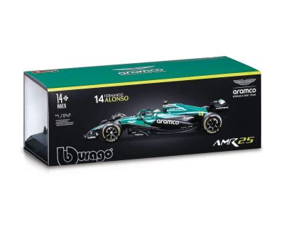 Метална кола Aston Martin AMR25 14 Fernando Alonso Formula 1 1:24 Bburago 18/28070