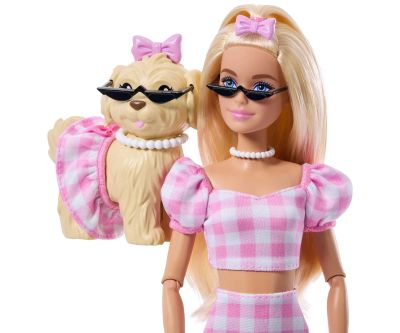 Кукла Barbie с розов тоалет и куче домашен любимец Mattel JFP36 