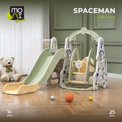 Пързалка с люлка и баскетболен кош Spaceman Moni Garden 