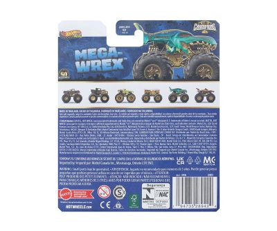 Метално бъги Mega Wrex Шампиони 1:64 Monster Trucks Hot Wheels JDV96