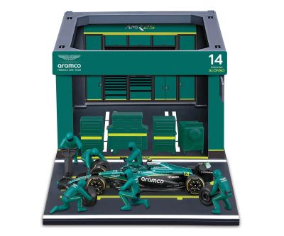 Комплект кола Aston Martin AMR25 #14 и Бокс F1 1:43 Bburago 38460 
