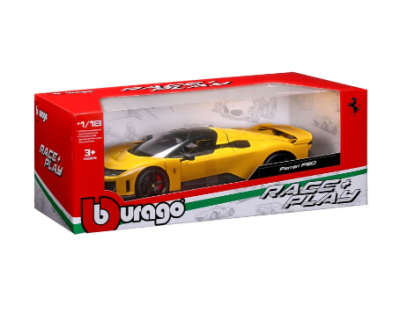 Метална кола Ferrari F80 1:18 Bburago 16022 жълт