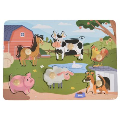 Дървен пъзел с домашни животни Farm 3005