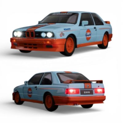 Метален автомобил BMW E30 M3 DTM 1/24 син
