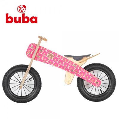 Дървено колело за баланс Buba Explorer mini PinkBears с помпащи гуми