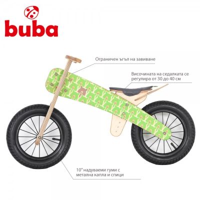 Дървено колело за баланс Buba Explorer mini с помпащи гуми