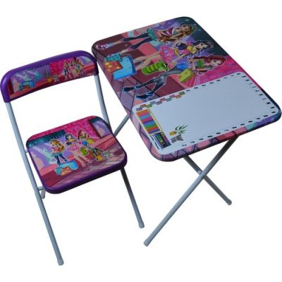 Детска сгъваема маса със стол за момичета