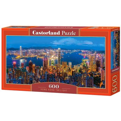 Нощен Хонг Конг панорамен пъзел 600 части Castorland