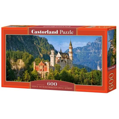 Пъзел Изглед към замъка Нойшванщайн Германия, панорамен пъзел 600 части Castorland
