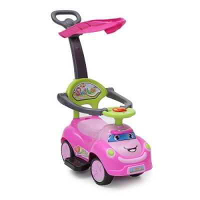 Детска кола за яздене и бутане Smile розова