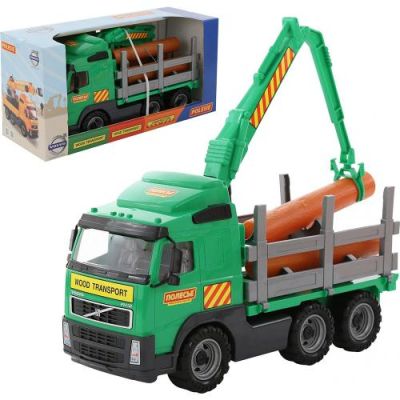 Камион с кран и дървени трупи  Volvo Polesie Toys 