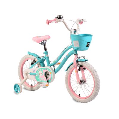 Детски велосипед с помощни колела 16" зелен - 1683