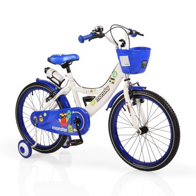 Детски велосипед с помощни колела 20" син 2081