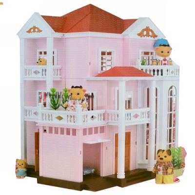 Сгъваема триетажна къща за кукли Anbeiya с гараж
