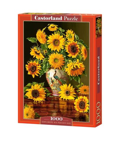 Пъзел Castorland 1000 части Слънчогледи във ваза с паун 103843