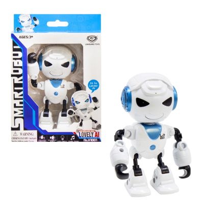 Музикален метален робот Smart Robot, бяло-син