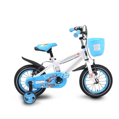 Детски велосипед със спомагателни колела 12" със светеща рамка - 1290 син