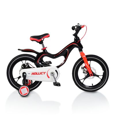 Детски магнезиев велосипед с помощни колела Moni 16", черен