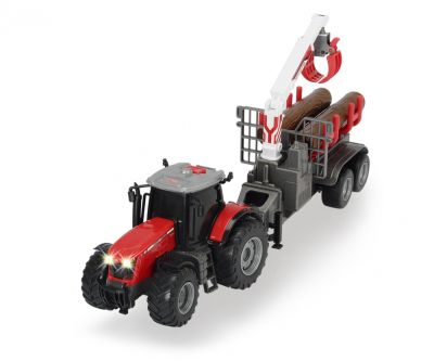 Трактор с ремарке и кран за дърва Farm Massey Ferguson DICKIE 203737003