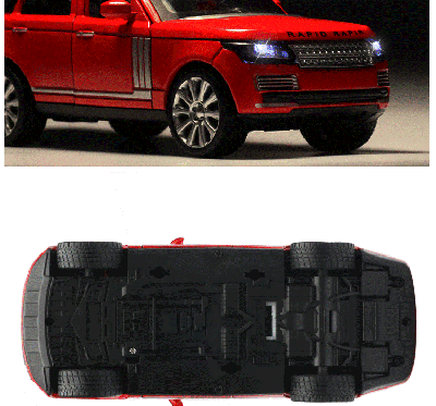 Метален джип със звук и светлини Range Rover червен 1/24