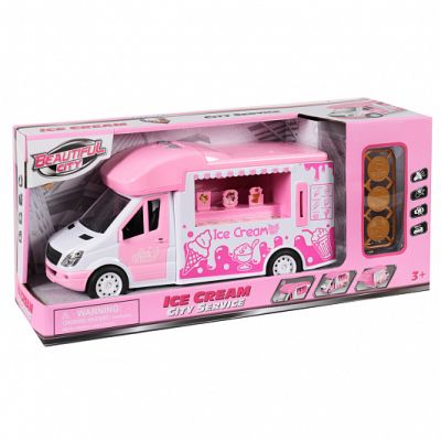 Камион за сладолед със звук и светлина розов
