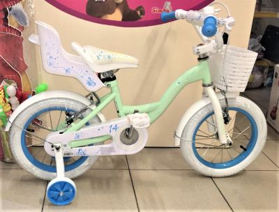Детски велосипед с помощни колела Byox 14'' Flower тюркоаз