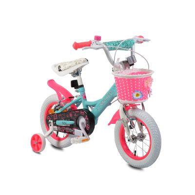 Детски велосипед Byox със спомагателни колела 12" PRINCESS тюркоаз