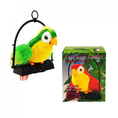 Говорящ повтарящ папагал на стойка