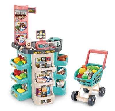 Детски магазин с продукти и количка за пазаруване 668-76