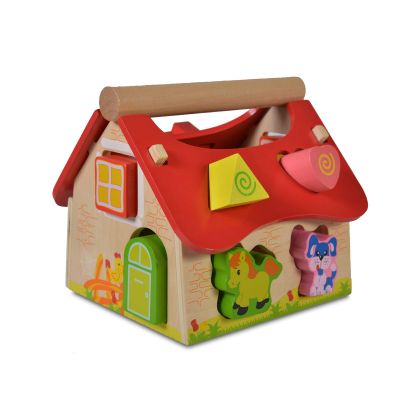 Дървена образователна къща сортер с животни - 2044 Moni Toys  