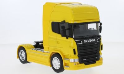 Метален камион влекач Welly Scania V8 R730 4x2 жълт