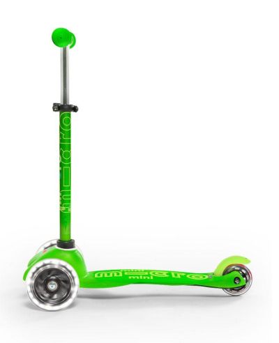 Детска тротинетка Micro Mini, Green LED Deluxe, със светещи колела