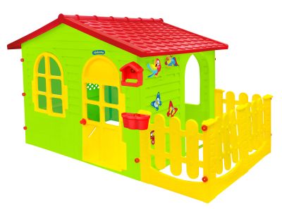 Детска градинска къща с ограда и дъска за рисуване Mochtoys 12243