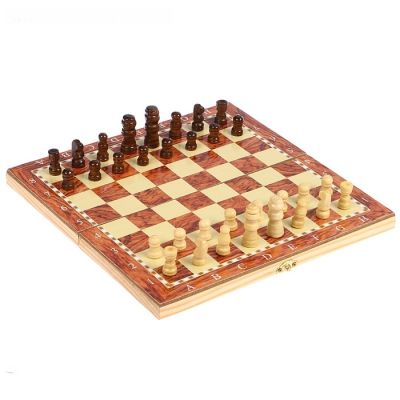 Класически дървен шах и табла 3 в 1 - 34 см