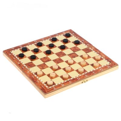 Класически дървен шах и табла 3 в 1 - 34 см