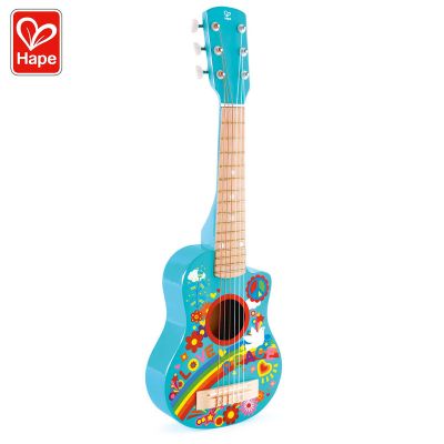 Детска дървена китара 65см Flower Power Hape H0600