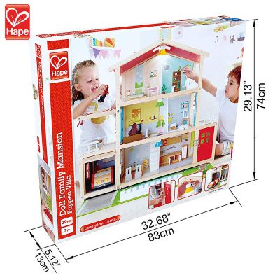 Детска Дървена къща Имение с обзавеждане и кукли Hape H3405