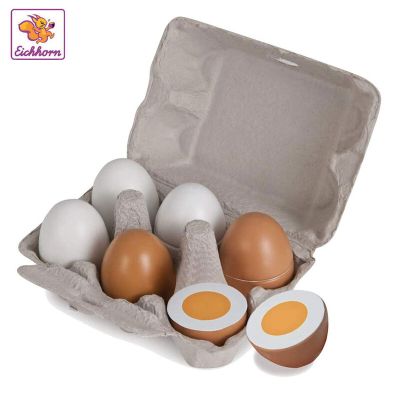 Комплект 6 броя дървени яйца с магнит Eichhorn 100003737