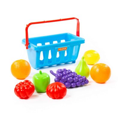 Пазарска кошница с плодове 9 части синя Polesie Toys 46963