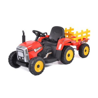  Детски акумулаторен трактор с ремaрке Farmer, червен