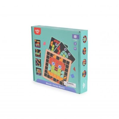 Дървена мозайка с цветни форми Tooky Toy TF569 