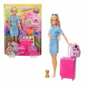 Кукла Barbie Барби на път с куфар и аксесоари FWV25 