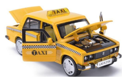 Метална кола Лада/Lada такси/taxi с светлини и звуци 1:32