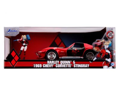 Метален автомобил Chevy Corvette Stingray 1969 Harley Quinn 1/24 Jada Toys 253255019