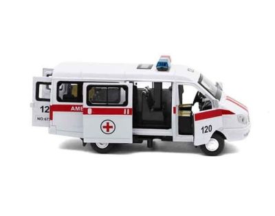 Детски метален микробус ГАЗ Линейка със звук и светлини