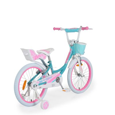 Детски велосипед със спомагателни колела BYOX 20 Fashion Girl МЕНТА