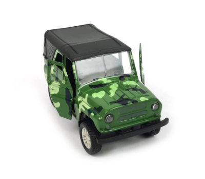 Метална кола Джип Уаз с отварящи се врати 1:32 военна зелена