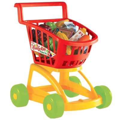 Детска количка за пазаруване с продукти DEDE 1369 червена